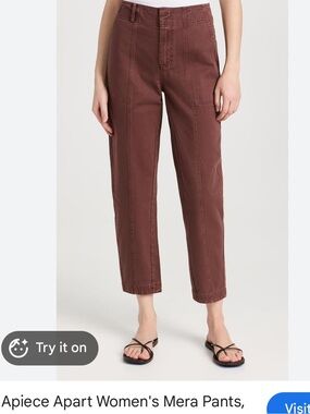 Apiece Apart Mera Cropped High-Rise Pants — Maroon